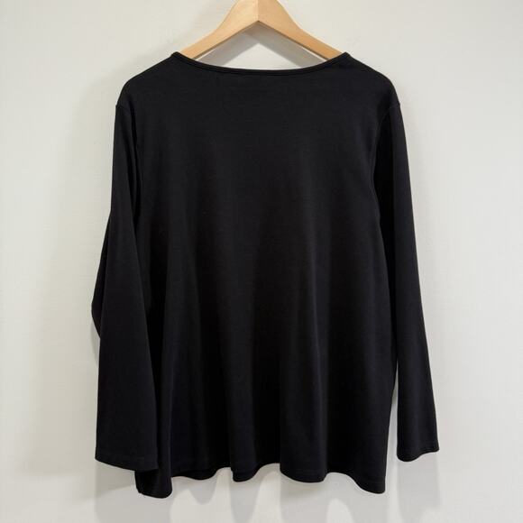 Quacker Factory Christmas Tree Embellished Top Sz 2X Black Neutral Holiday Party - Picture 7 of 7